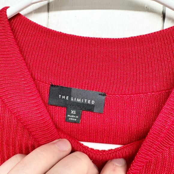 The Limited Dress Women Sz XS Long Sleeve Red Knee Length Rib Tight Knit Sweater - Picture 2 of 5